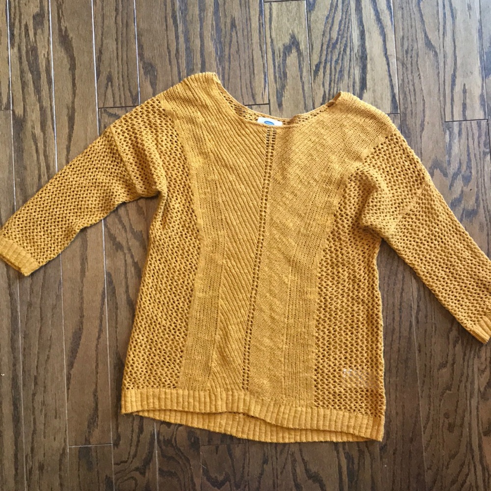 Old Navy Mustard Open Knit Sweater